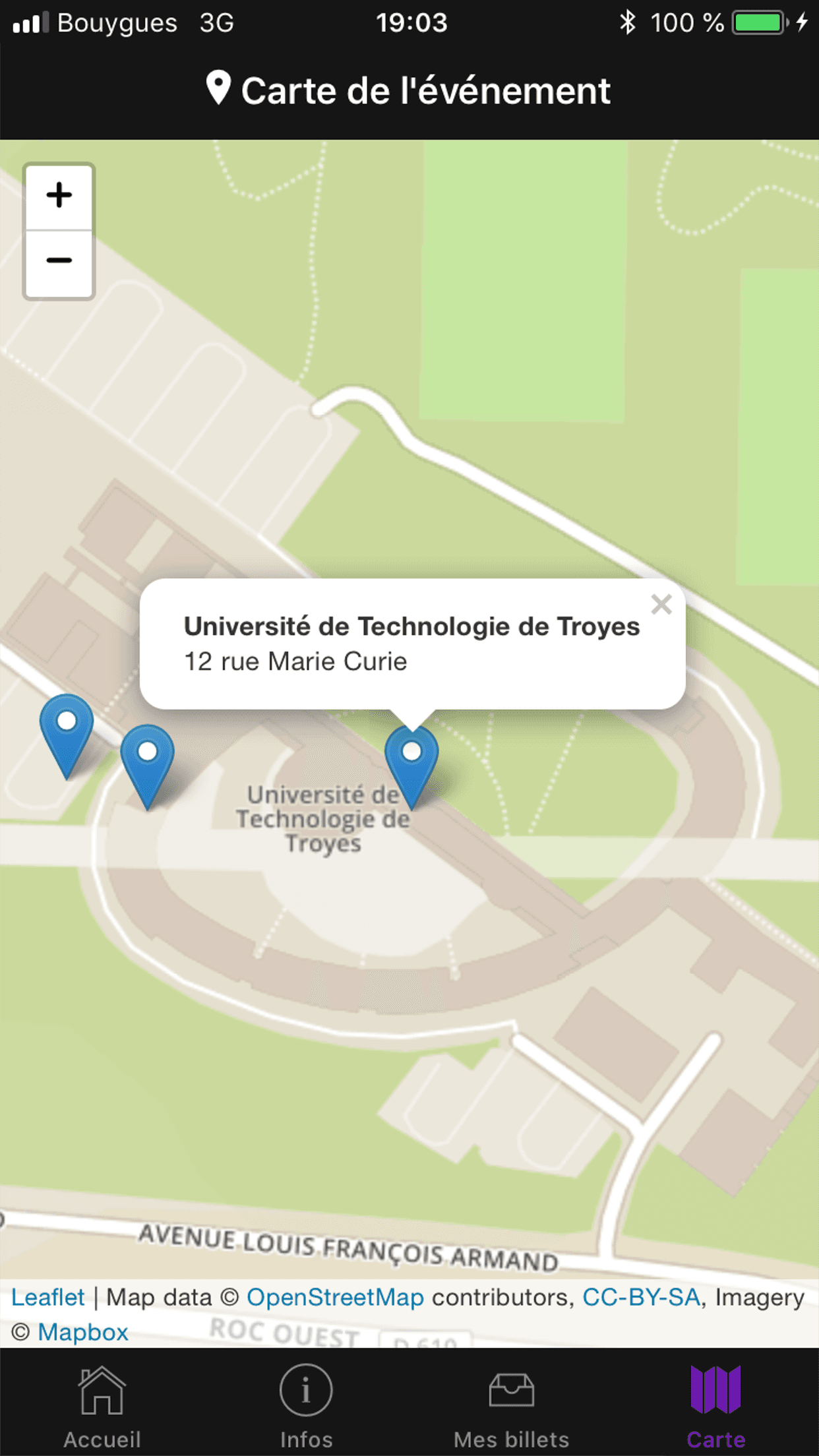 Billetterie BDE — écran de l'application