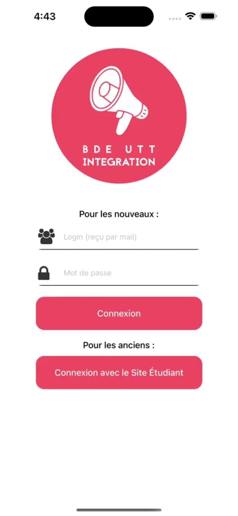 Intégration UTT — écran d'accueil de l'onboarding (1)