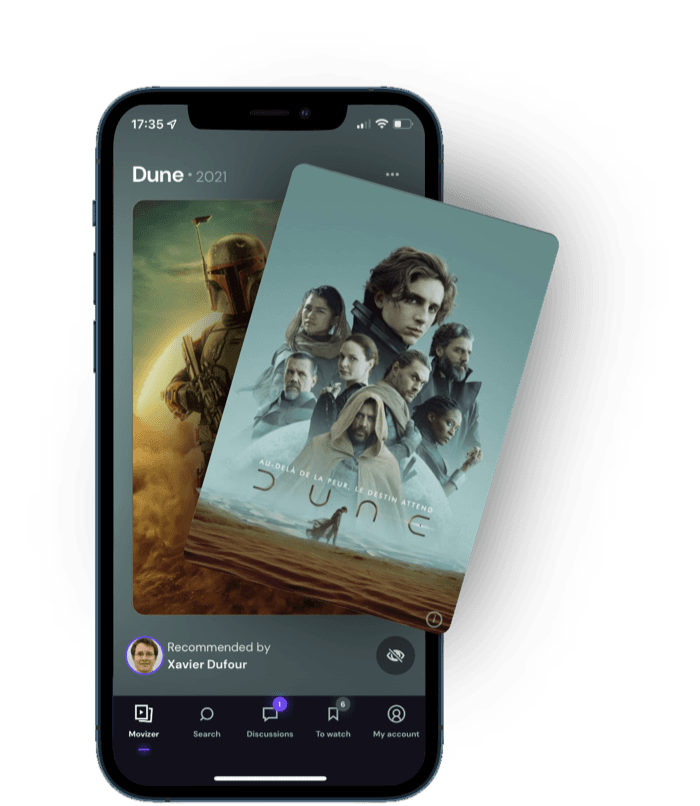Movizer — écran de détail d'un film (Dune) avec la recommandation d'un ami