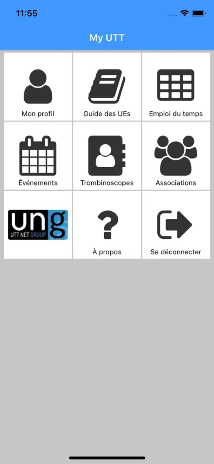 My UTT — écran d'accueil (1)